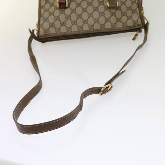 GUCCI GG Supreme Web Sherry Line Hand Bag 2way Beige Red 41 02 039 Auth 64239 - Picture 8 of 16